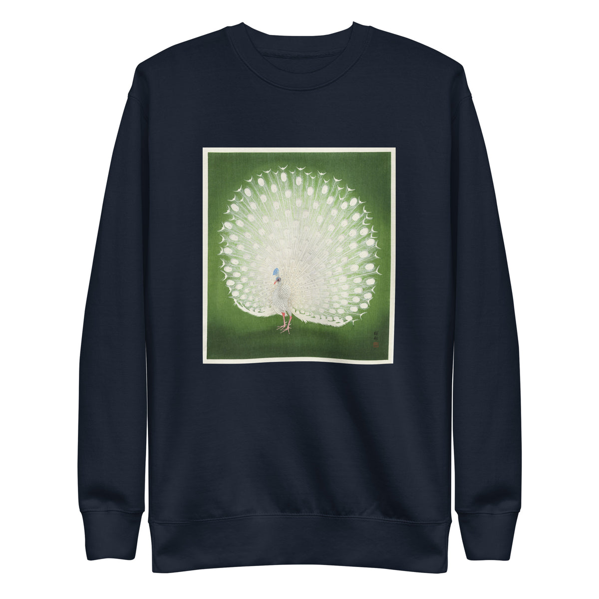 Navy Sweater Peacock - Ohara Koson 1925 Signature