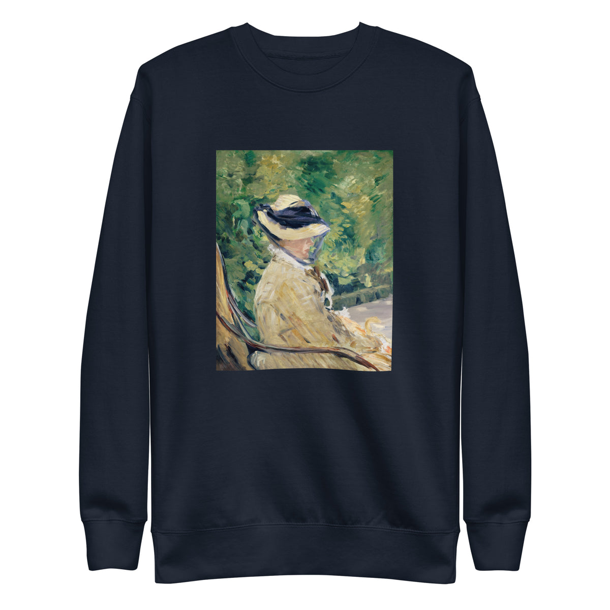Navy Sweater Madame Manet Suzanne Leenhoff 1830 1906 At Bellevue Painting In High Resolution Signature