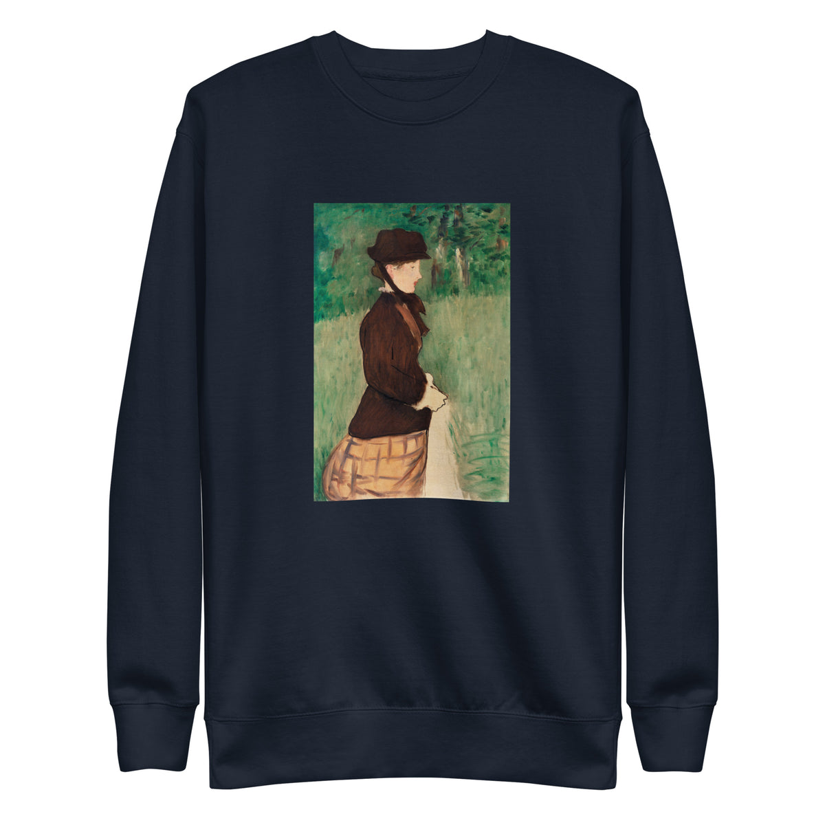 Navy Sweater Young Woman In A Garden Jeune Femme Dans Un Jardin Painting In High Resolution Signature
