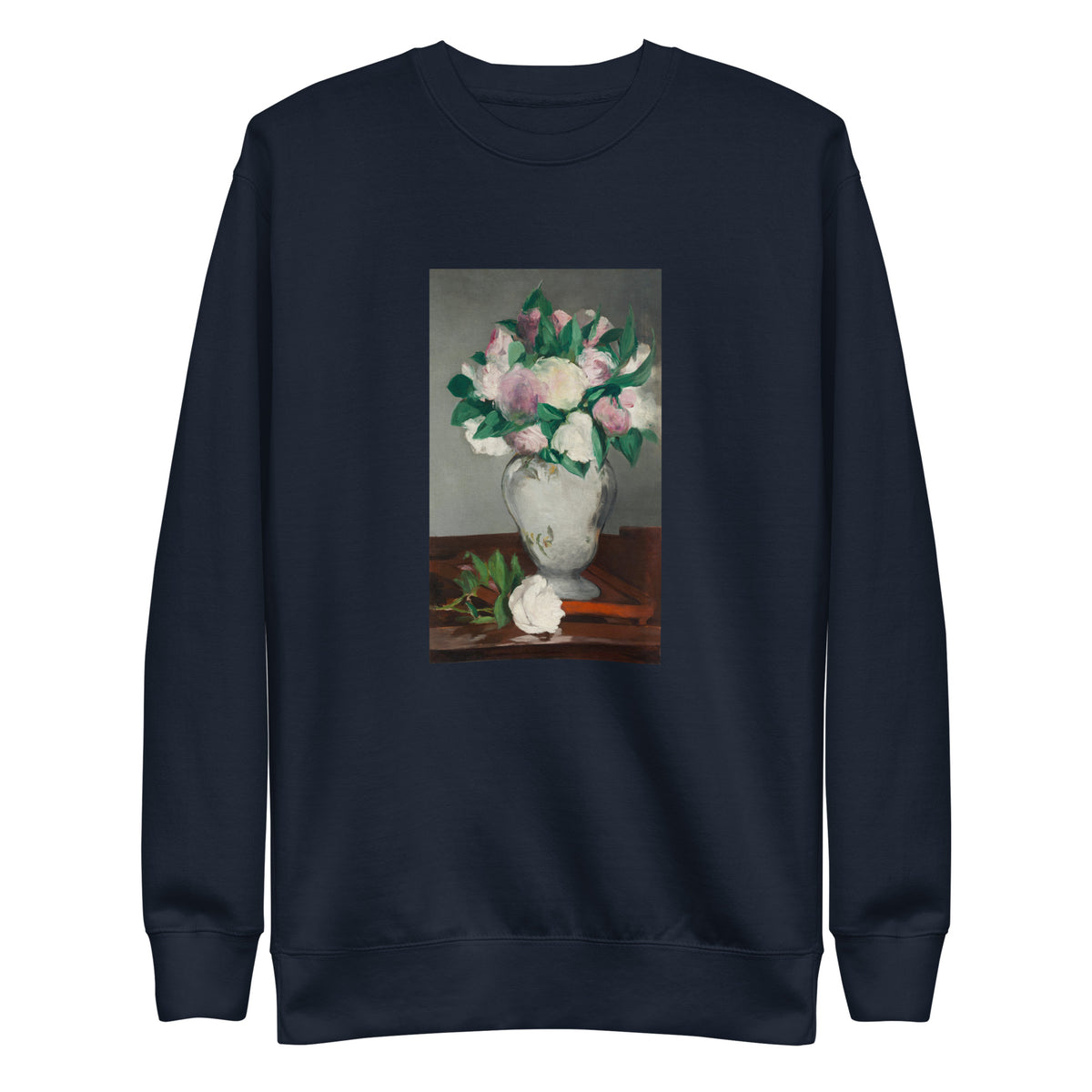 Navy Sweater Peonies Painting In High Resolution Signature