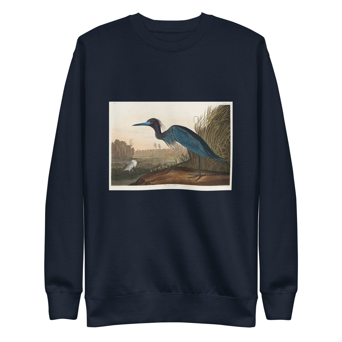 Navy Sweater Blue Crane Or Heron Signature