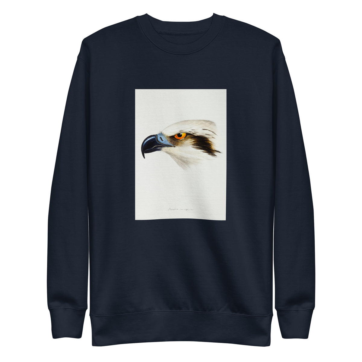 Navy Sweater White-Headed Osprey Pandion Leucocephalus Illustrated Signature