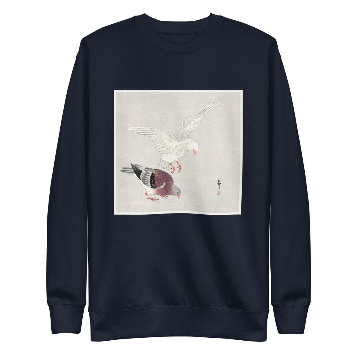 Navy Sweater Two Pigeons - Ohara Koson 1877 Signature