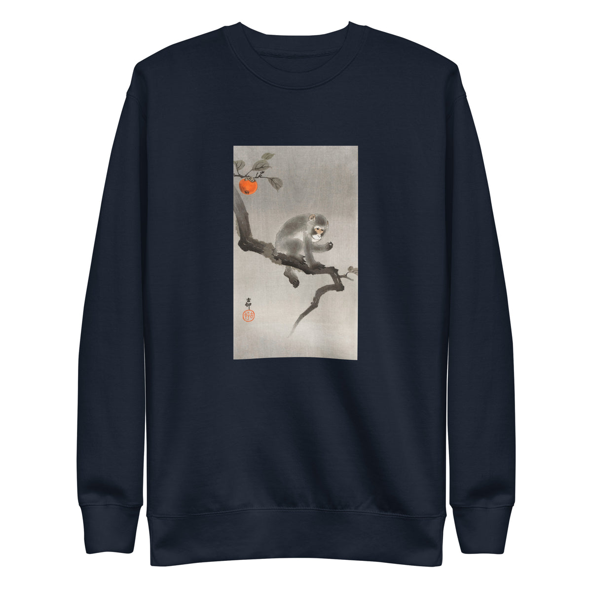 Navy Sweater Monkey In Cockatoo - Ohara Koson 1900 Signature