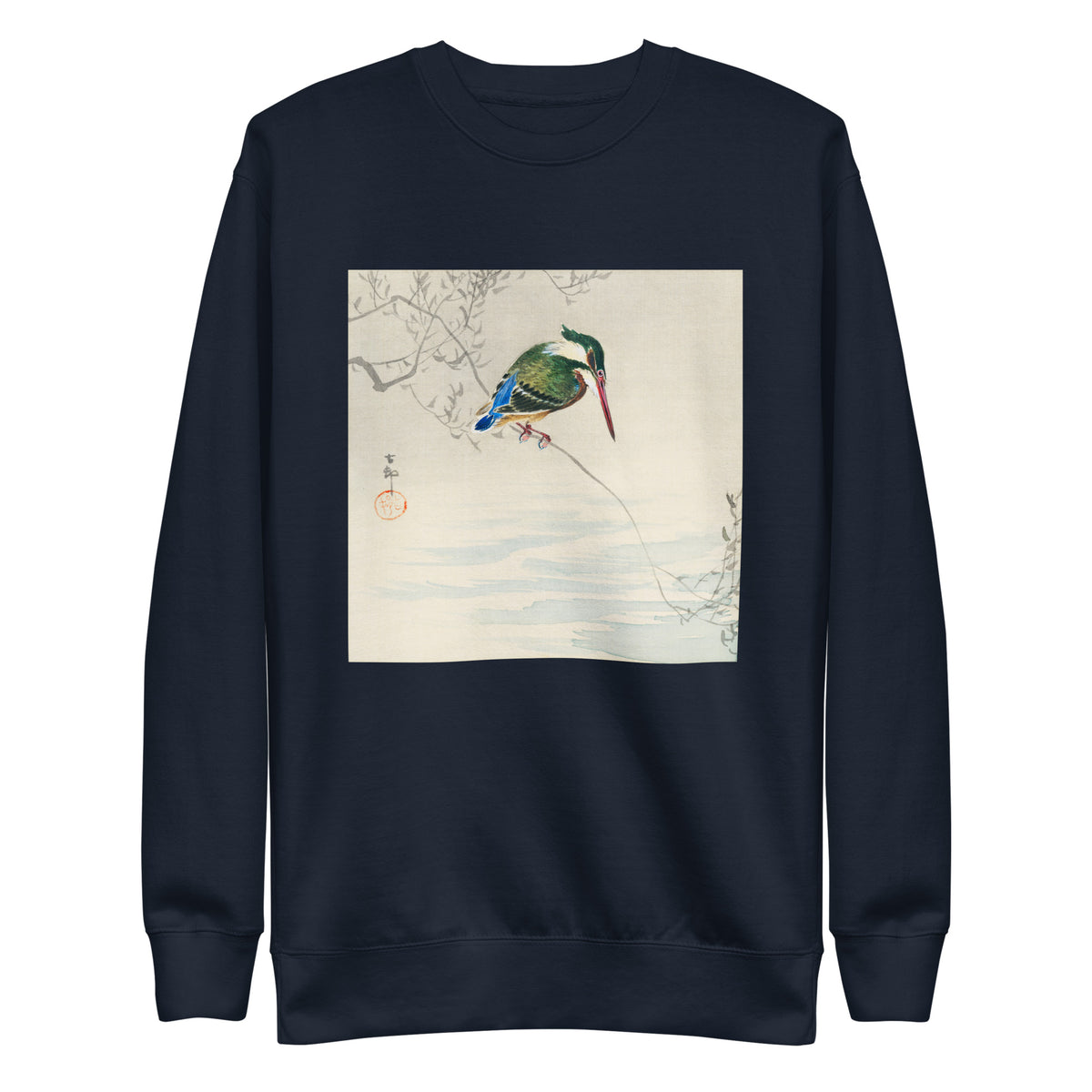 Navy Sweater A Kingfisher - Ohara Koson 1920 Signature