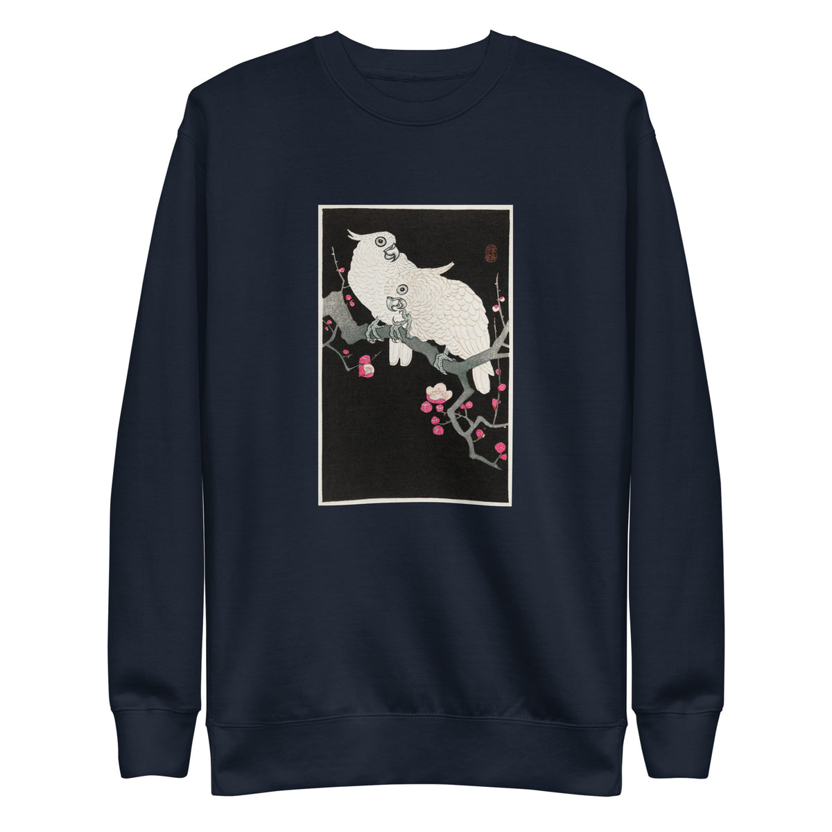 Navy Sweater Two Cockatoo And Plum Blossom - Ohara Koson 1925 Signature