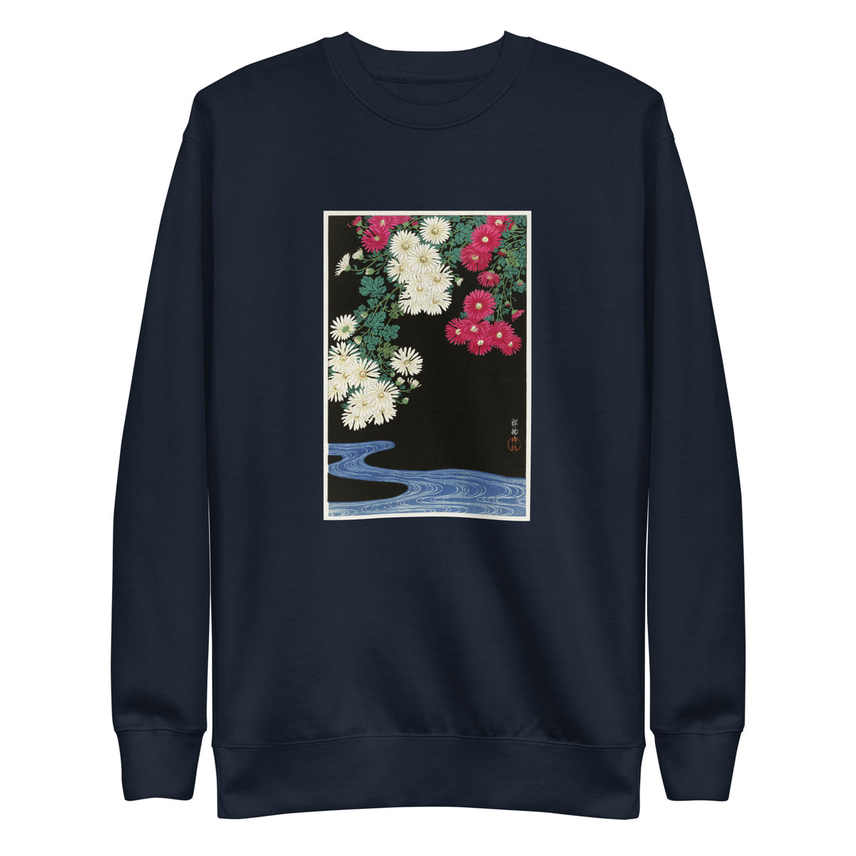 Navy Sweater Chrysanthemums - Ohara Koson 1925 Signature