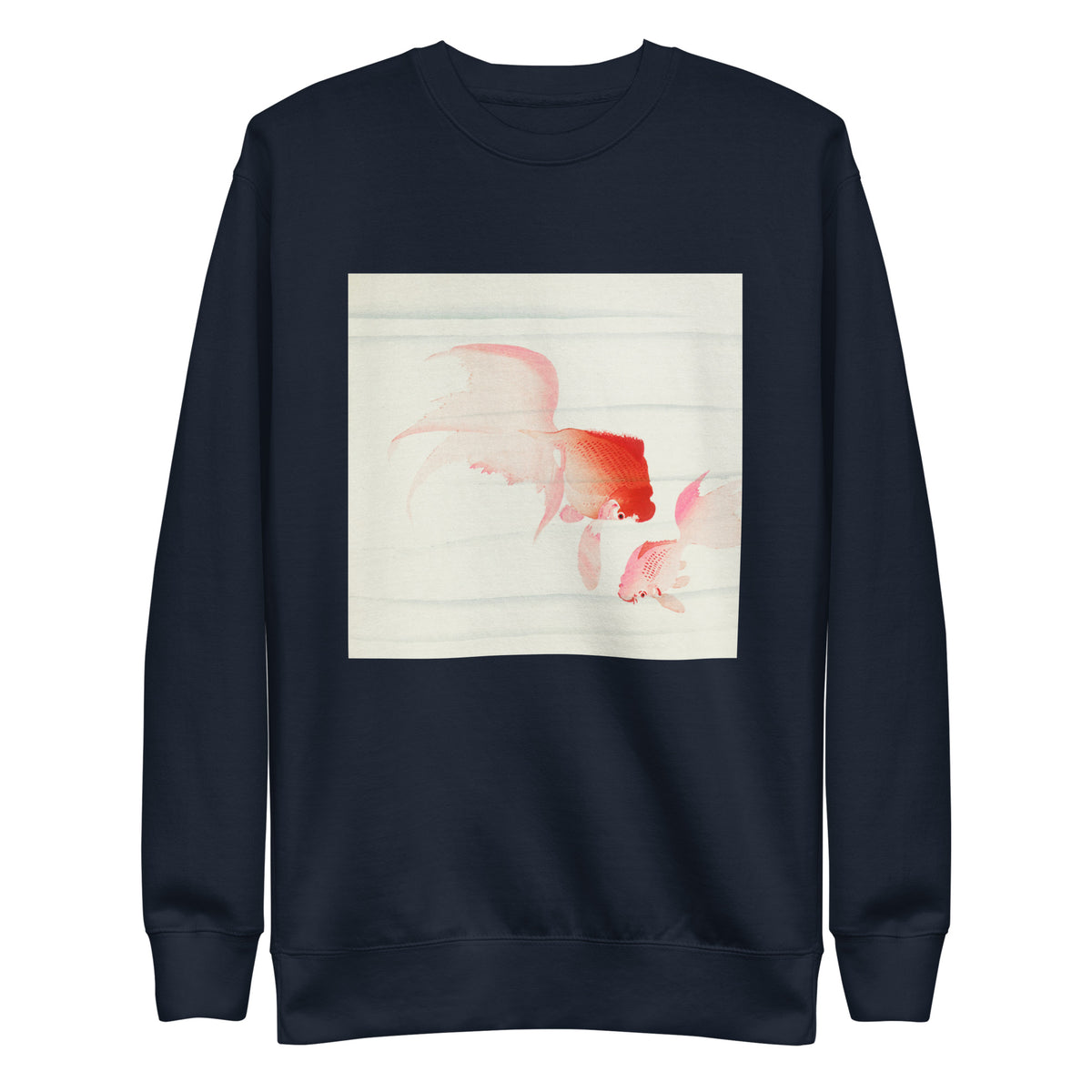 Navy Sweater Gold Fish - Ohara Koson 1900 Signature