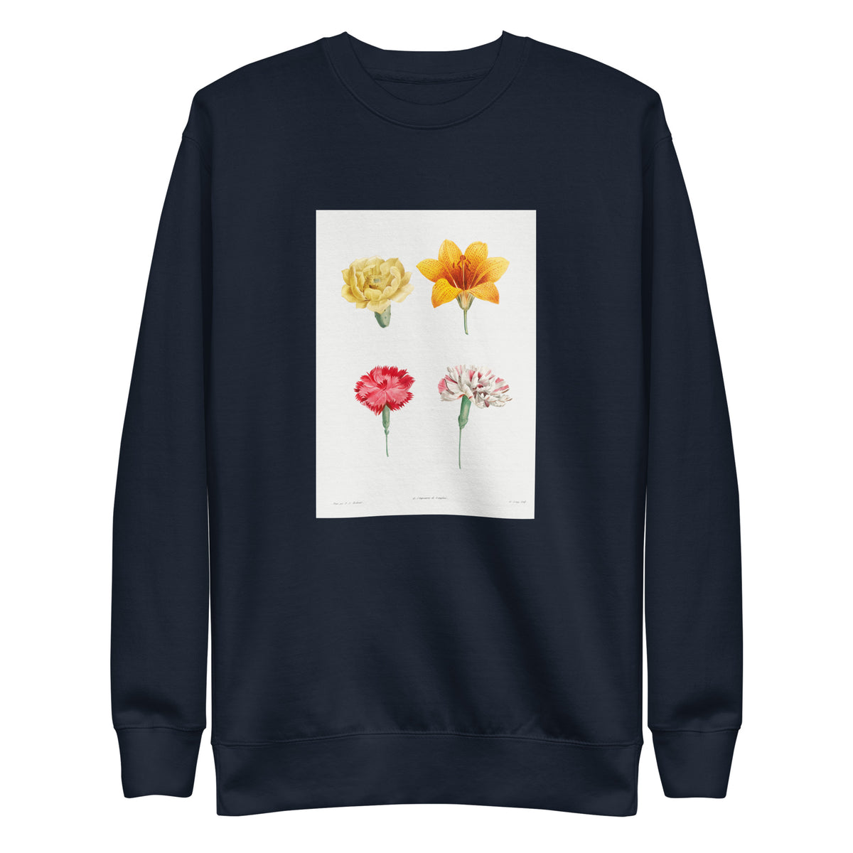 Navy Sweater Flower Set - Pierre-Joseph Redoute 1759 Signature