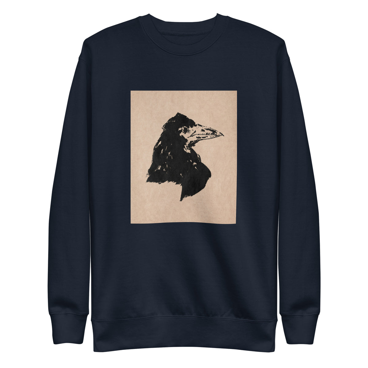 Navy Sweater Raven Head Print In High Resolution Signature