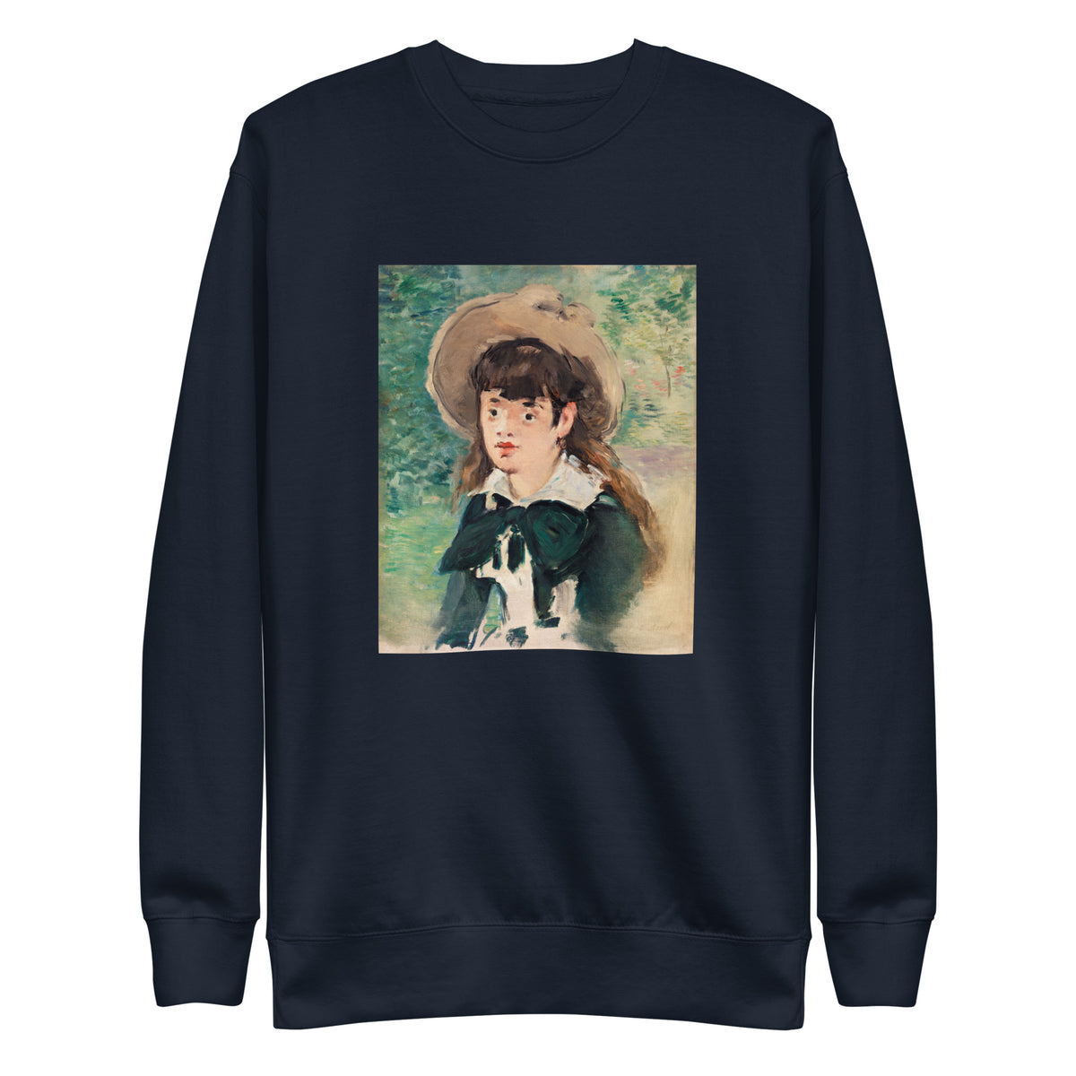 Navy Sweater Young Girl On A Bench Fillette Sur Un Banc Painting In High Resolution Signature