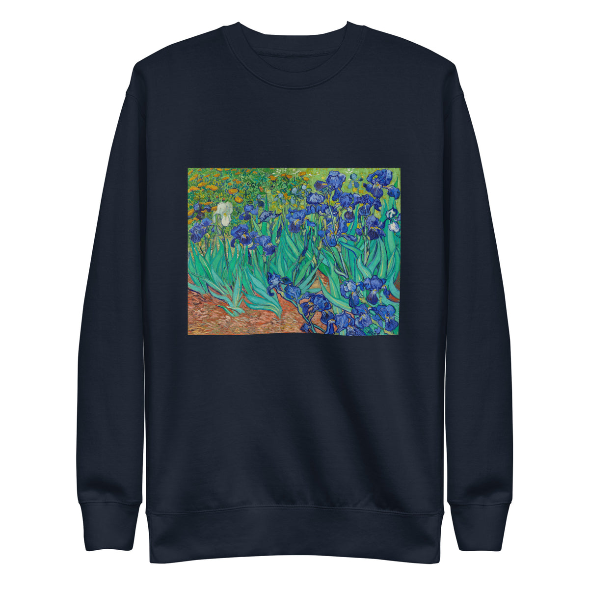 Navy Sweater Vincent Van Gogh S Irises Famous Painting Signature