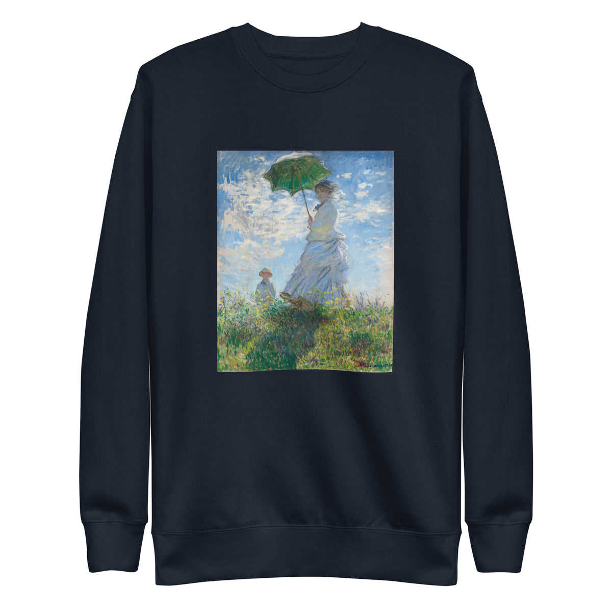 Navy Sweater Claude Monet S Madame Monet And Her Son Woman With A Parasol Famous Painting Signature