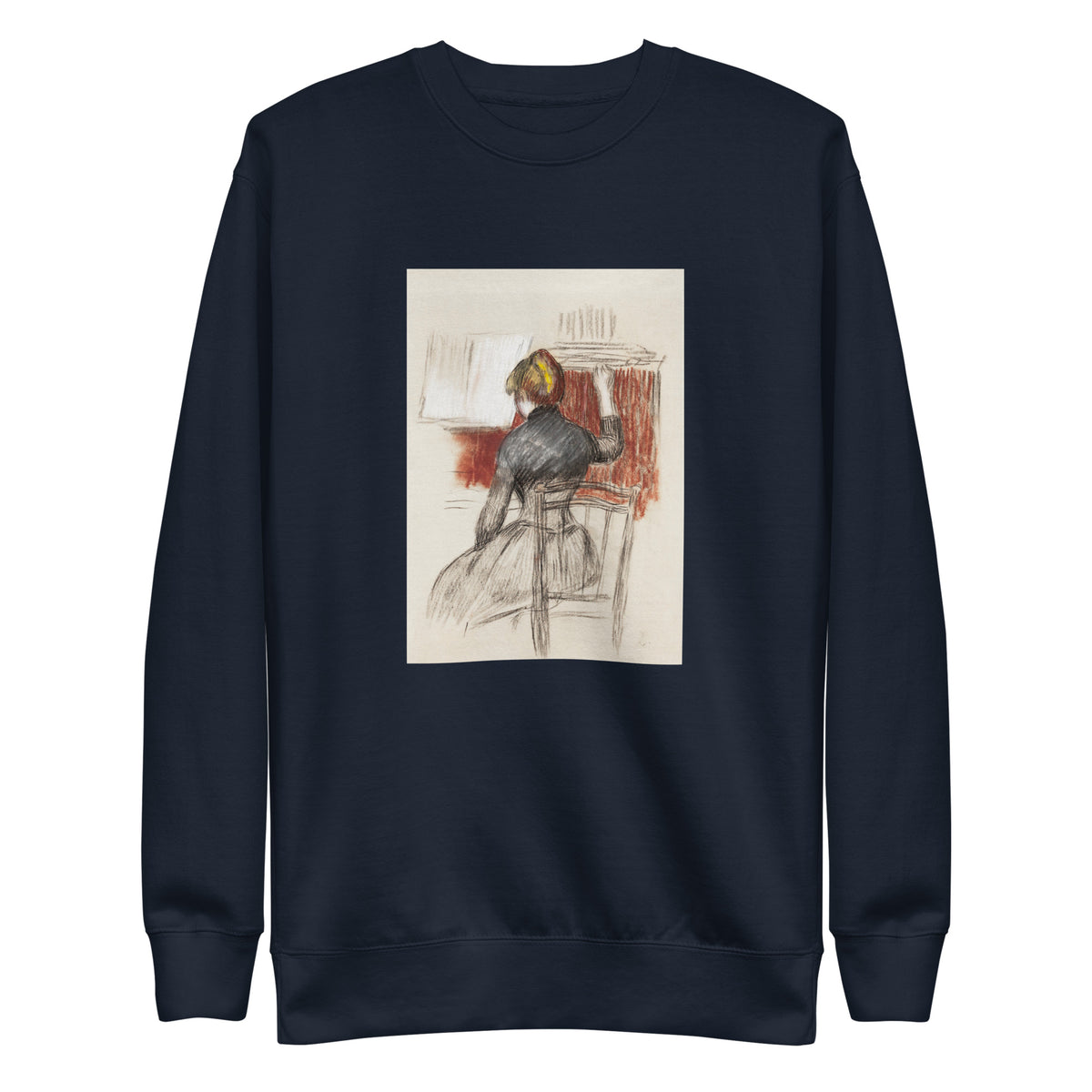 Navy Sweater Woman At A Piano Signature