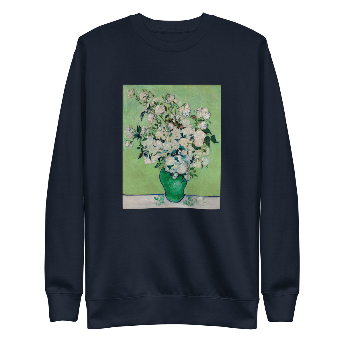 Navy Sweater Roses Van Gogh Met Signature