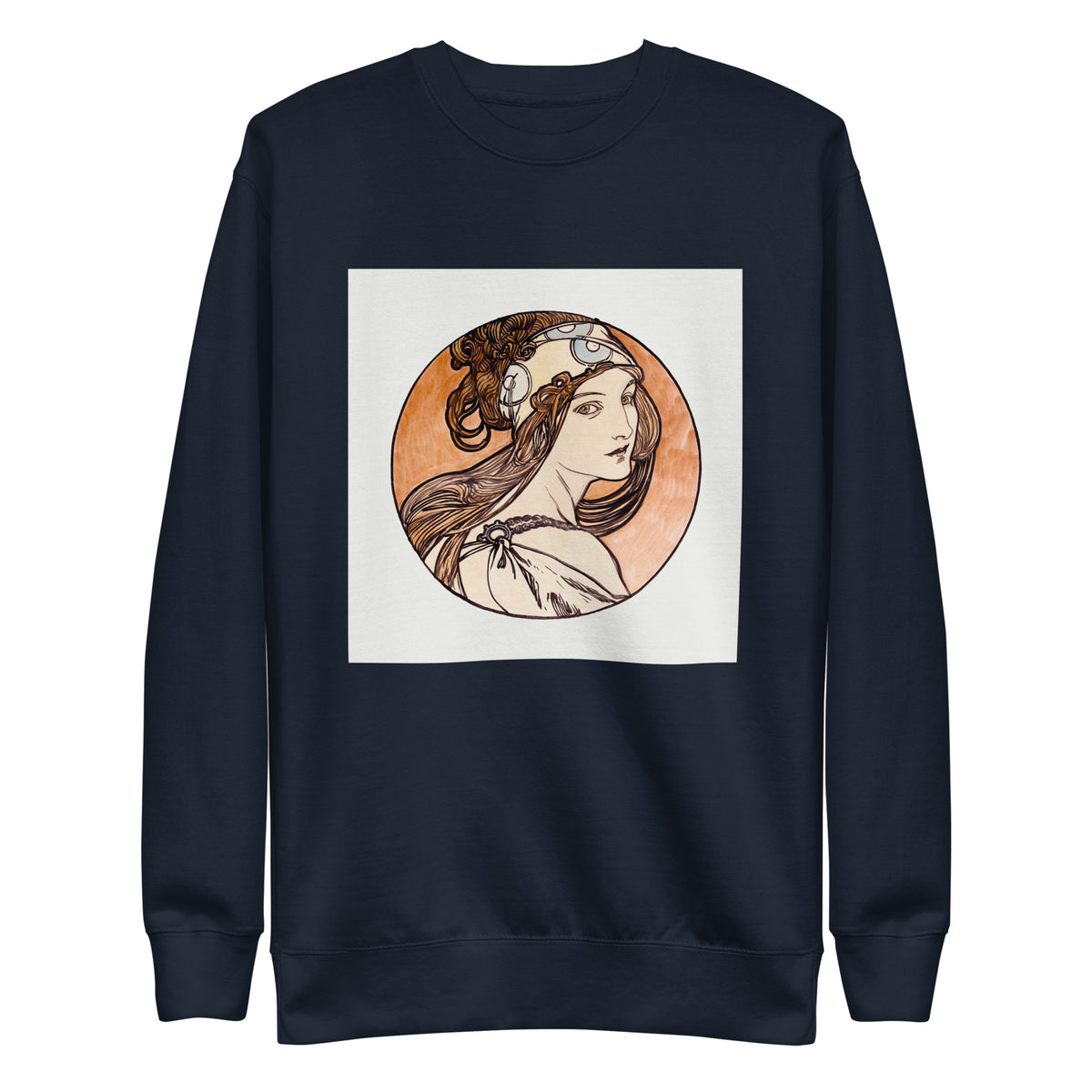 Navy Sweater Stained Glass Fouquet Mucha I Signature
