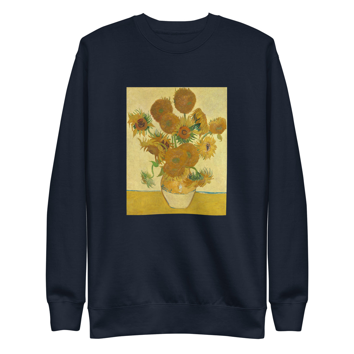 Navy Sweater Vincent Van Gogh S Sunflowers Famous Still Life Painting Signature