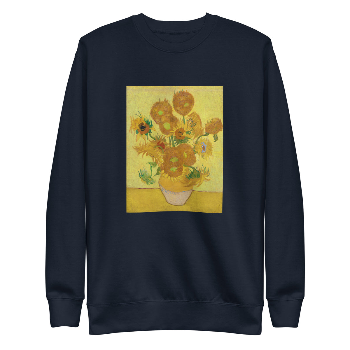 Navy Sweater Vincent Van Gogh S Sunflowers Famous Painting Signature