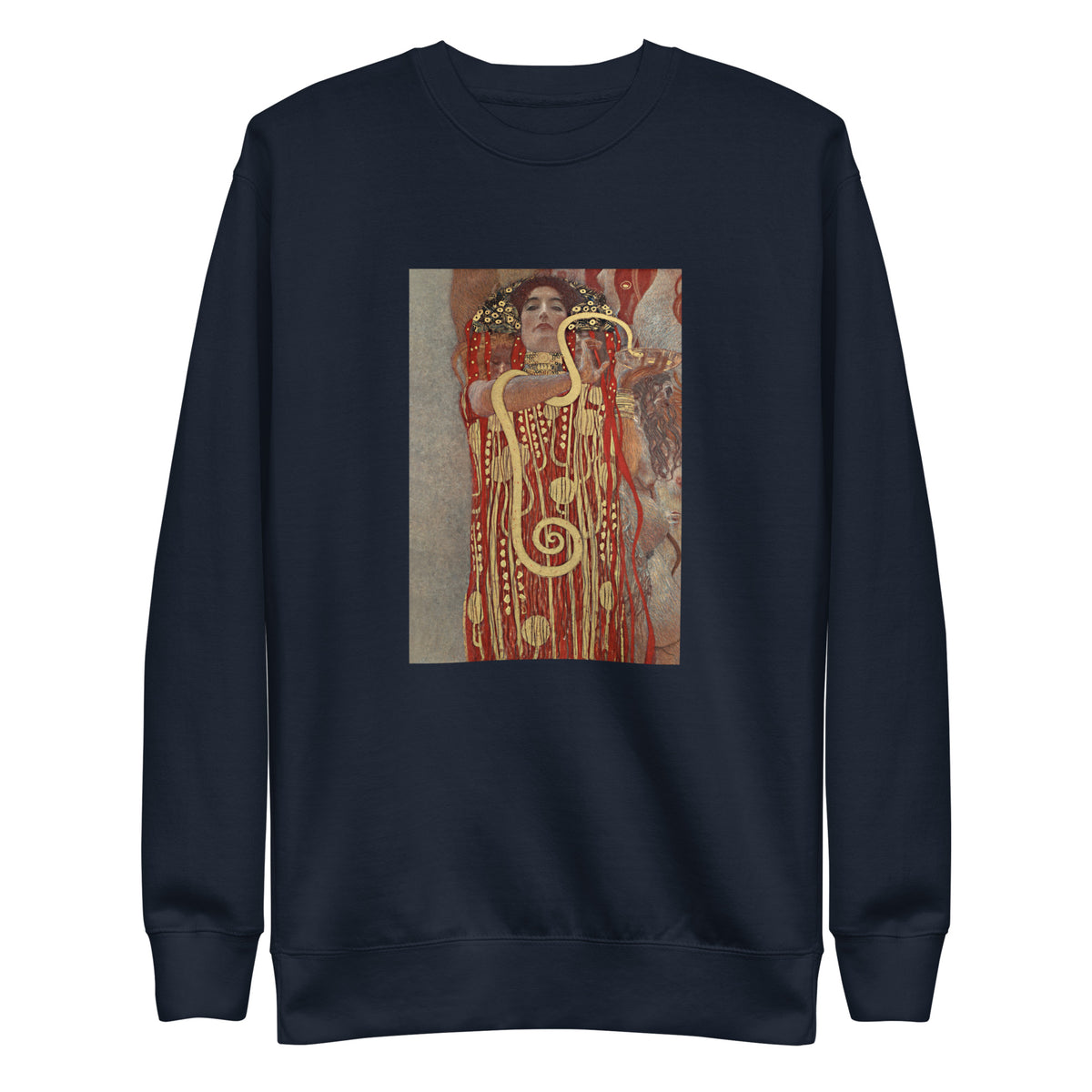Navy Sweater Gustav Klimt Hygieia Famous Painting Signature