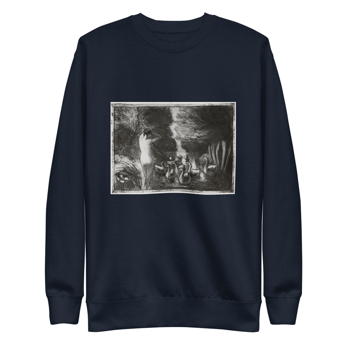 Navy Sweater Bather With Geese Signature
