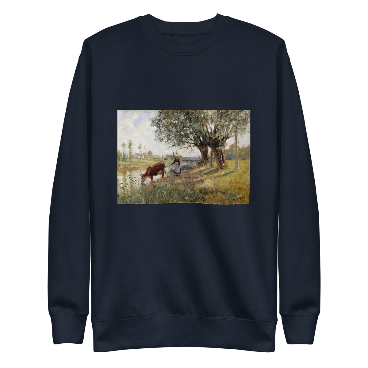 Navy Sweater Countryside Near Grez-Sur-Loing Painting In High Resolution Signature