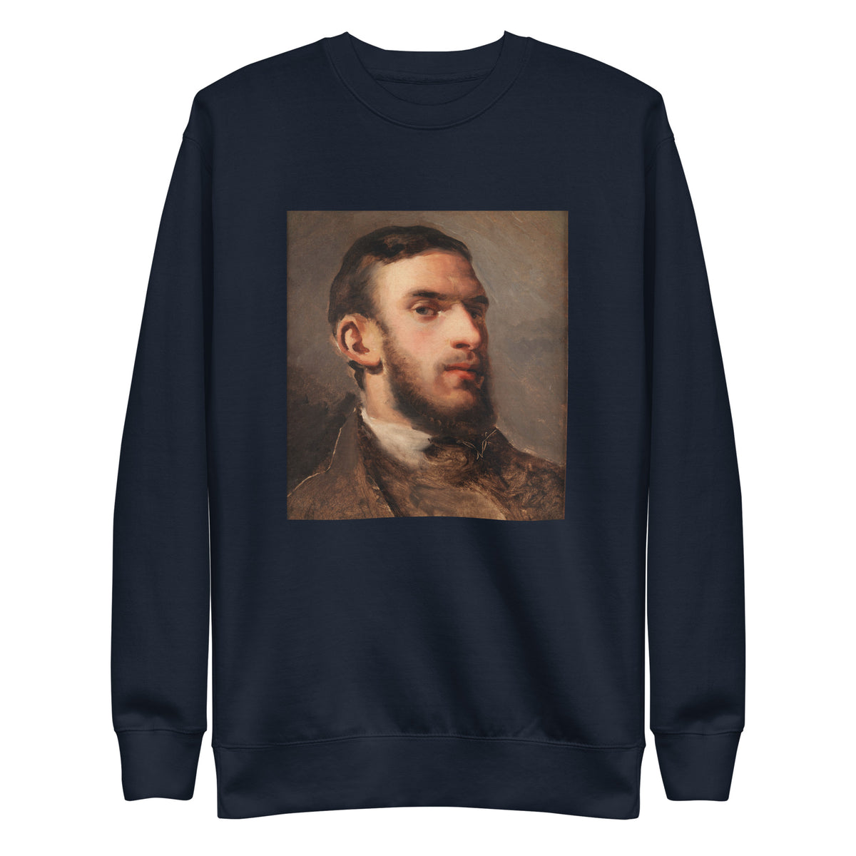 Navy Sweater Self-Portrait Painting In High Resolution Signature