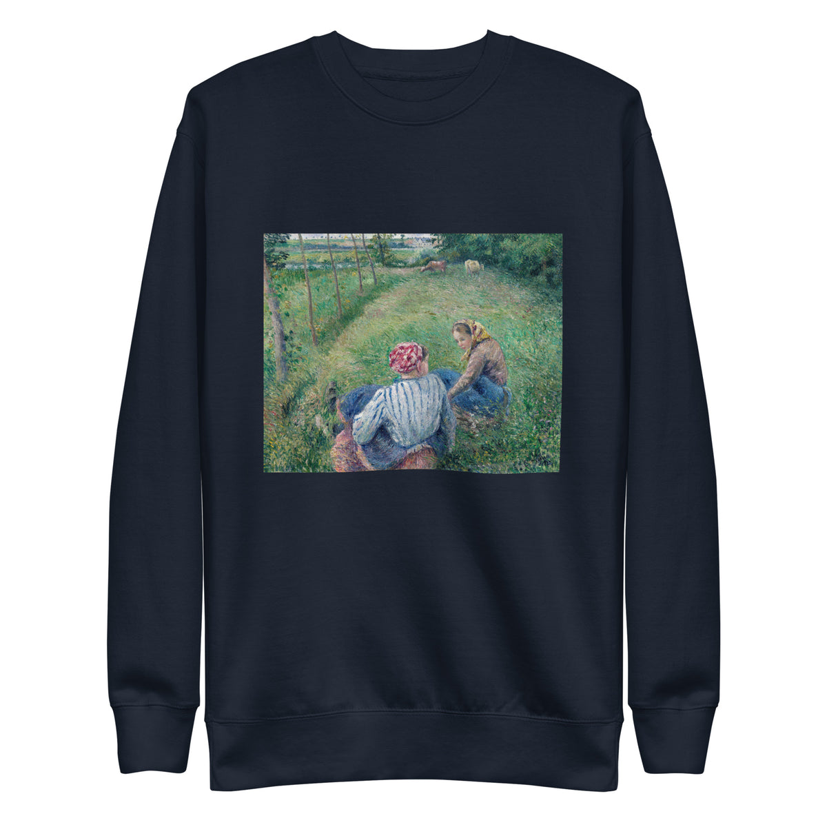 Navy Sweater Young Peasant Girls Resting In The Fields Near Pontoise Signature