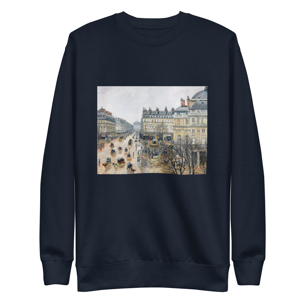 Navy Sweater French Theater Square Paris Painting In High Resolution Signature