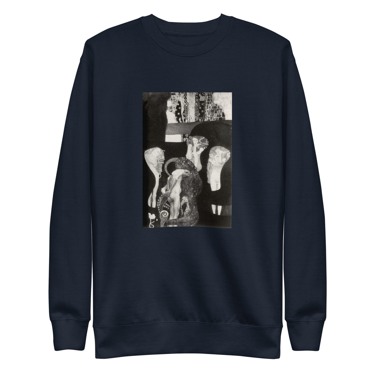 Navy Sweater Gustav Klimt Jurisprudence Famous Painting Signature