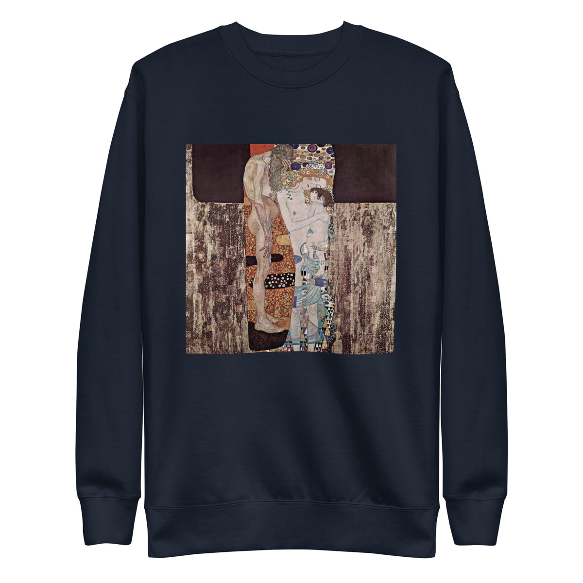 Navy Sweater Gustav Klimt The Three Ages Of The Woman Famous Painting Signature