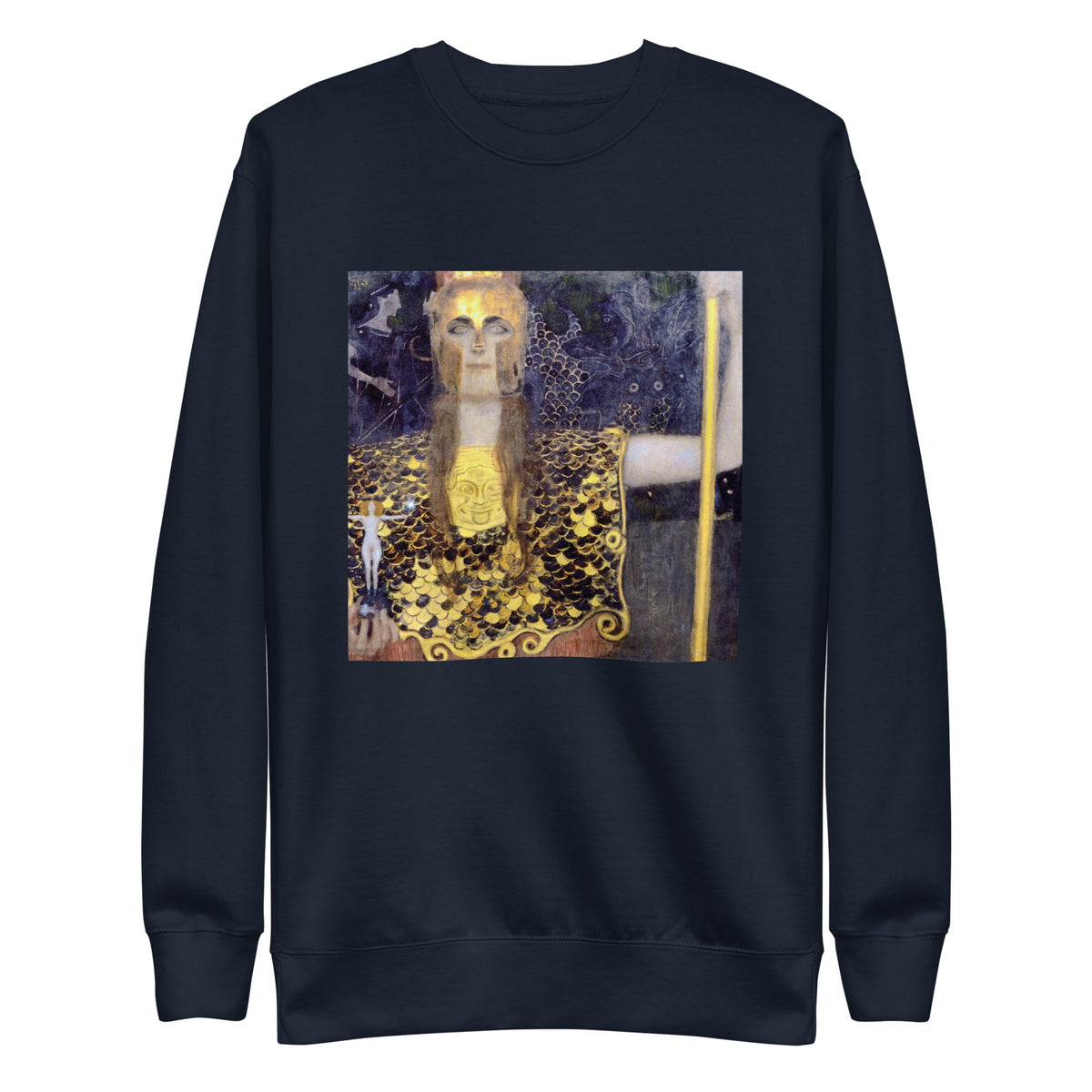 Navy Sweater Gustav Klimt Pallas Athena Famous Painting Signature