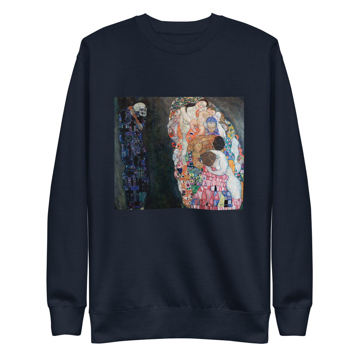 Navy Sweater Gustav Klimt Death And Life Famous Painting Signature