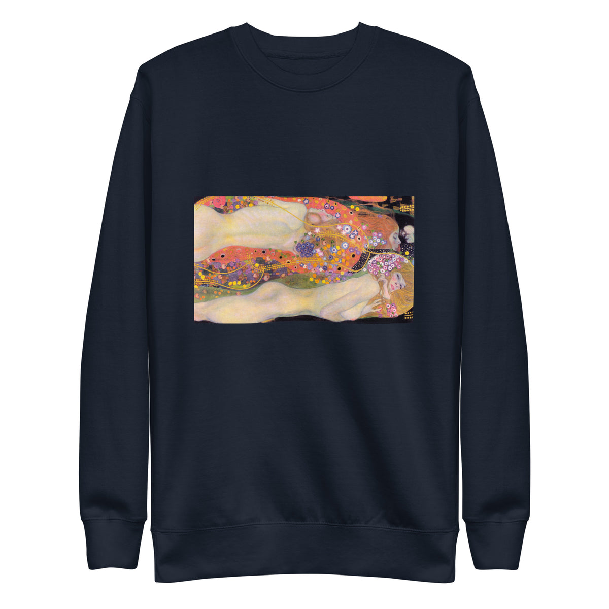 Navy Sweater Gustav Klimt Water Serpents II Famous Painting Signature