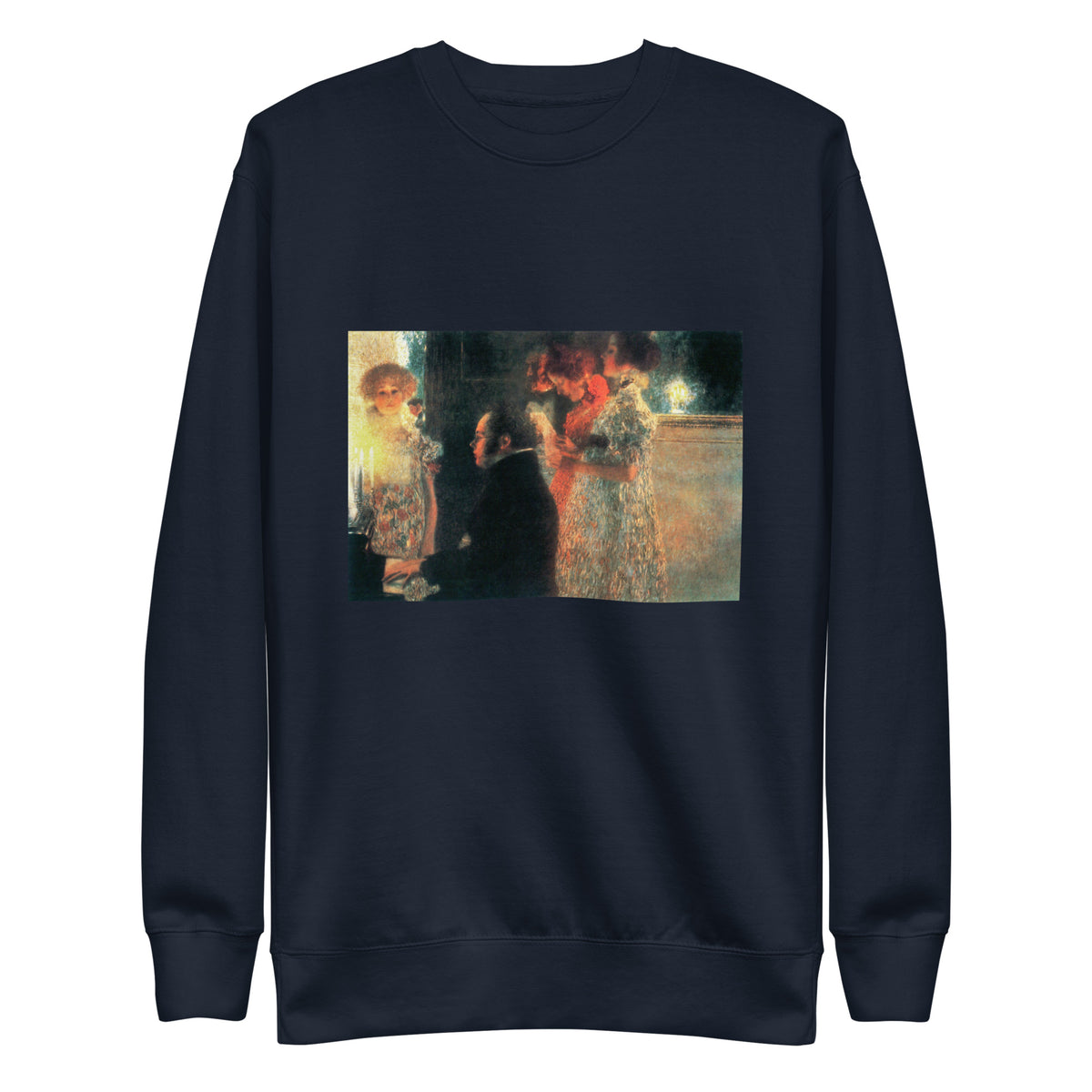 Navy Sweater Gustav Klimt Schubert At The Piano II Famous Painting Signature