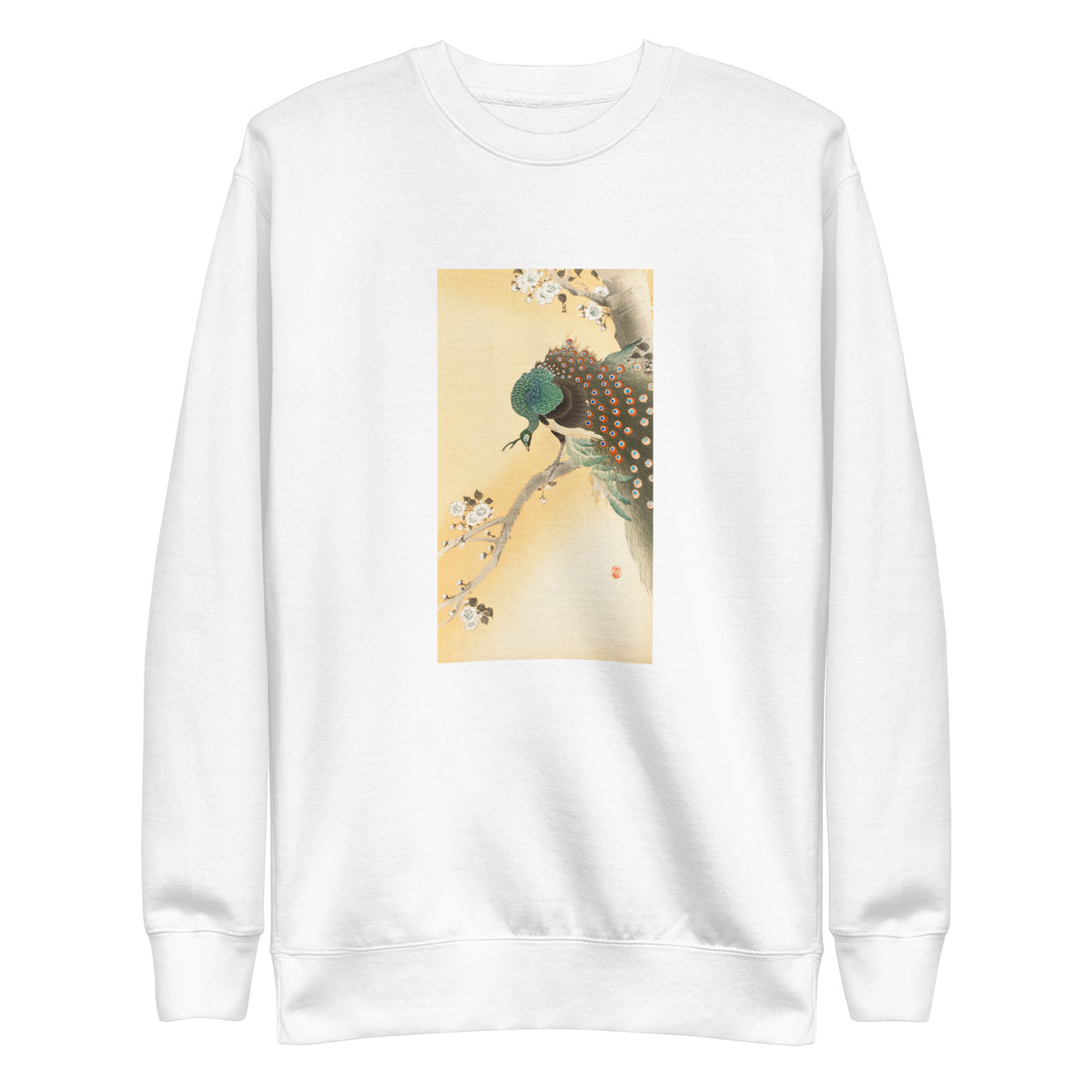 White Sweater Peacock On A Cherry Blossom Tree - Ohara Koson 1900 Signature