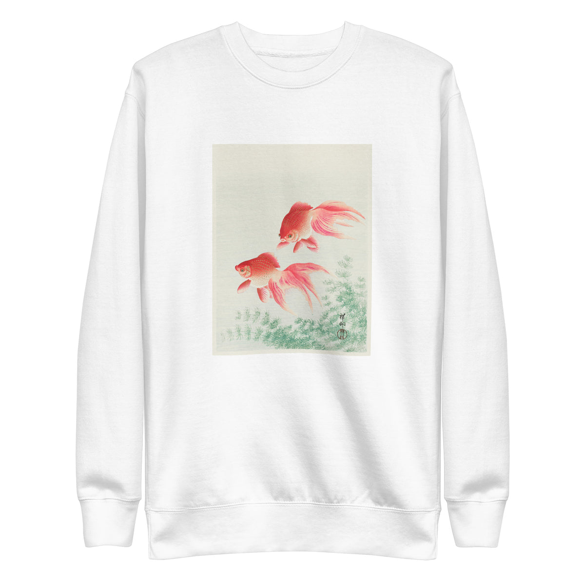 White Sweater Two Veil Goldfish - Ohara Koson 1926 Signature