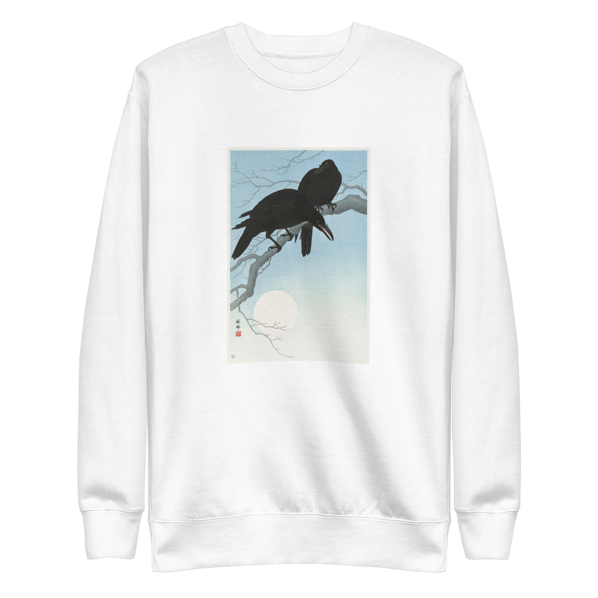 White Sweater Two Crows On A Branch - Ohara Koson 1927 Signature
