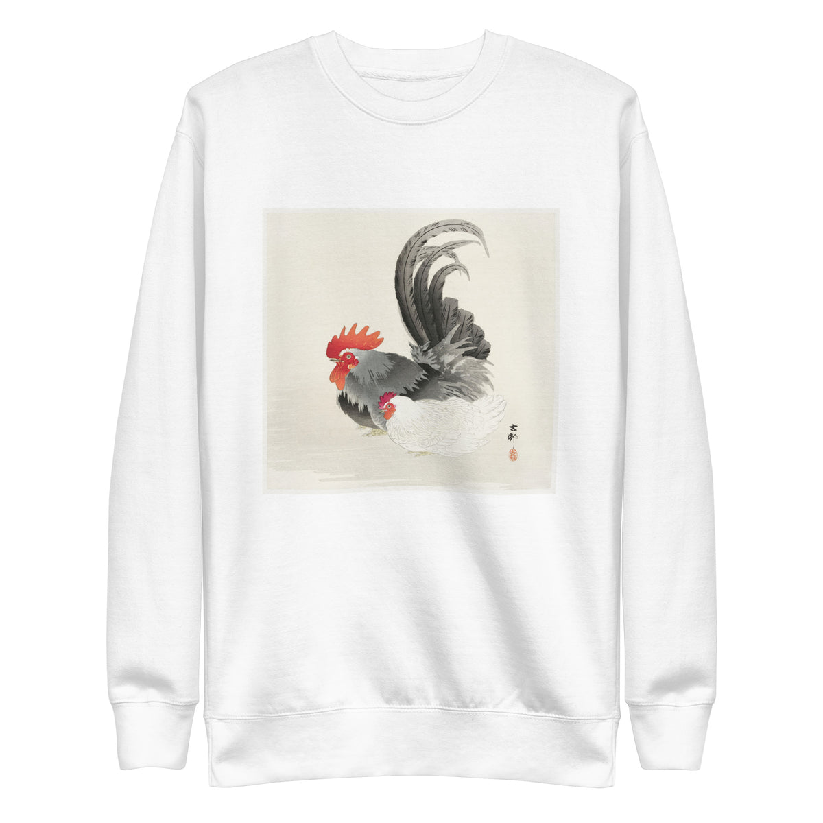 White Sweater Chicken And Cock - Ohara Koson 1900 Signature