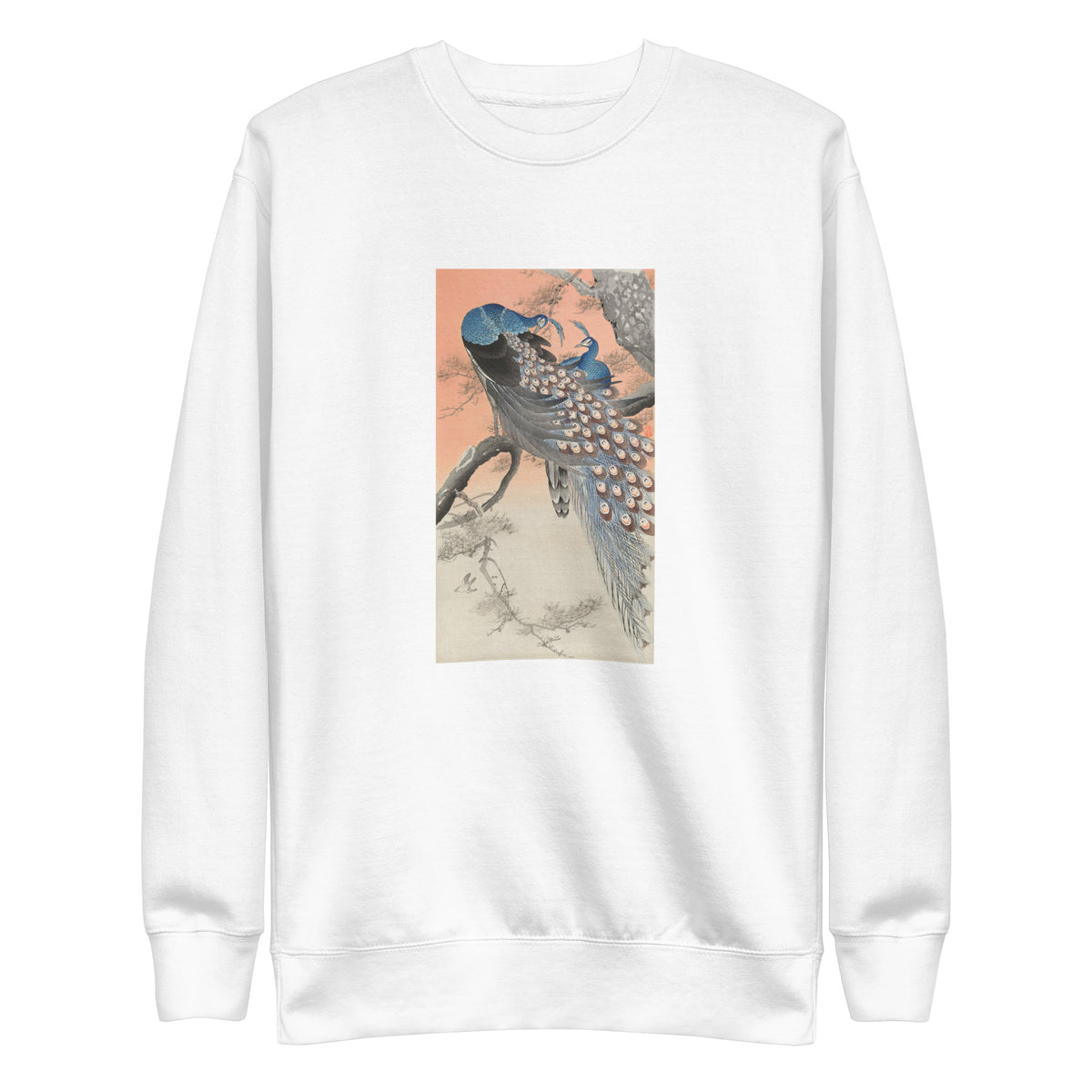 White Sweater Two Peacocks On Tree Branch - Ohara Koson 1900 Signature