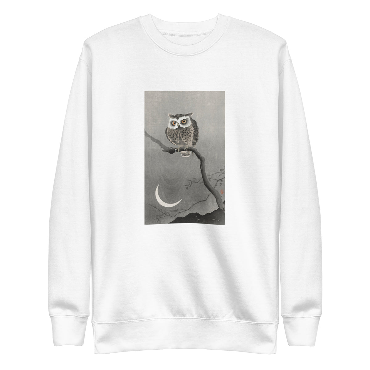 White Sweater Long-Eared Owl On Bare Tree Branch - Ohara Koson 1900 Signature