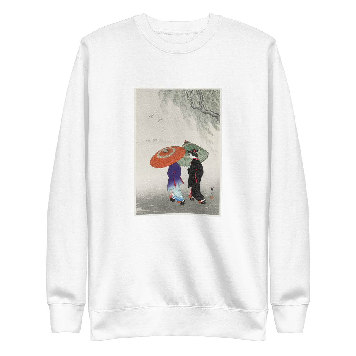 White Sweater Two Women In The Rain - Ohara Koson 1925 Signature