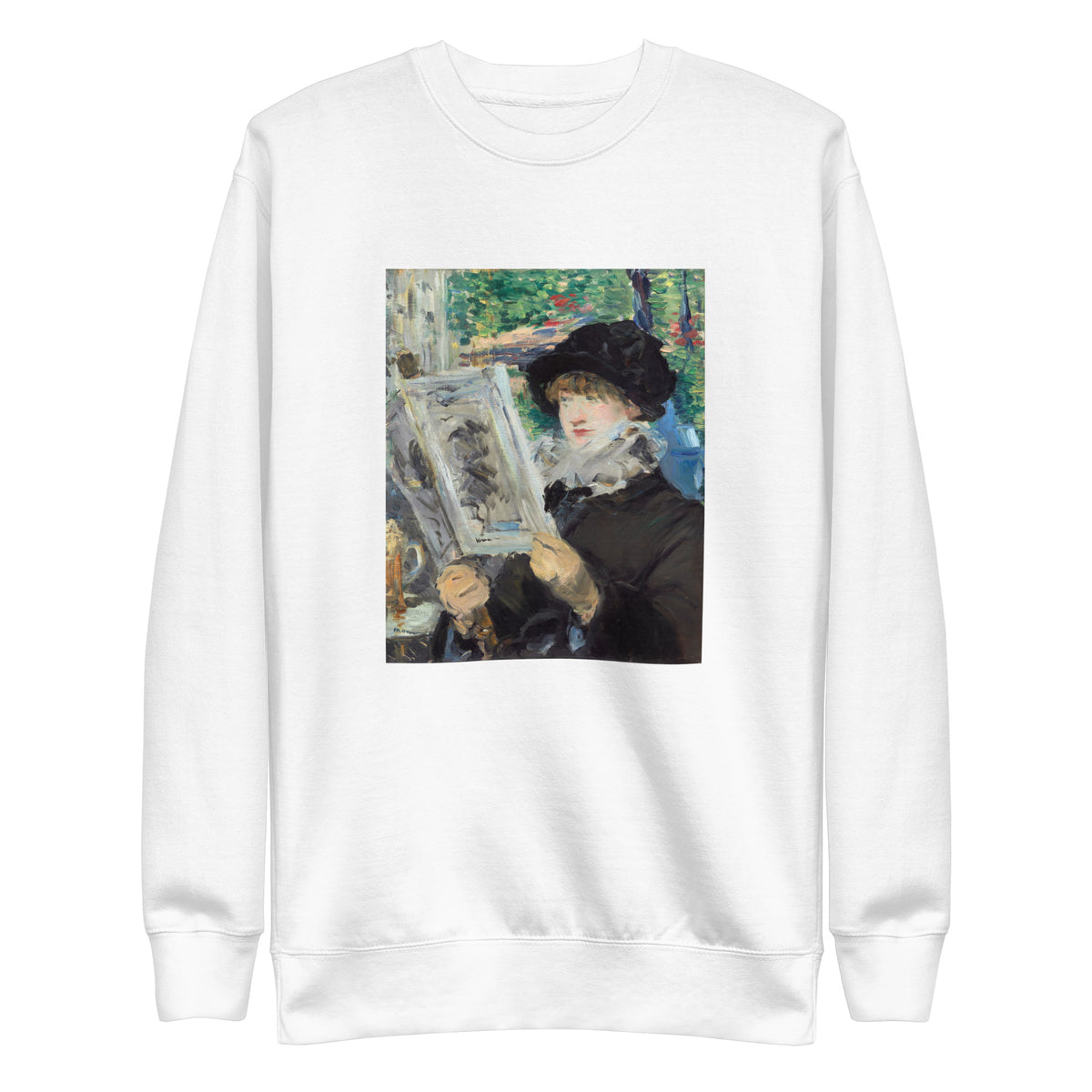 White Sweater Woman Reading Painting In High Resolution Signature