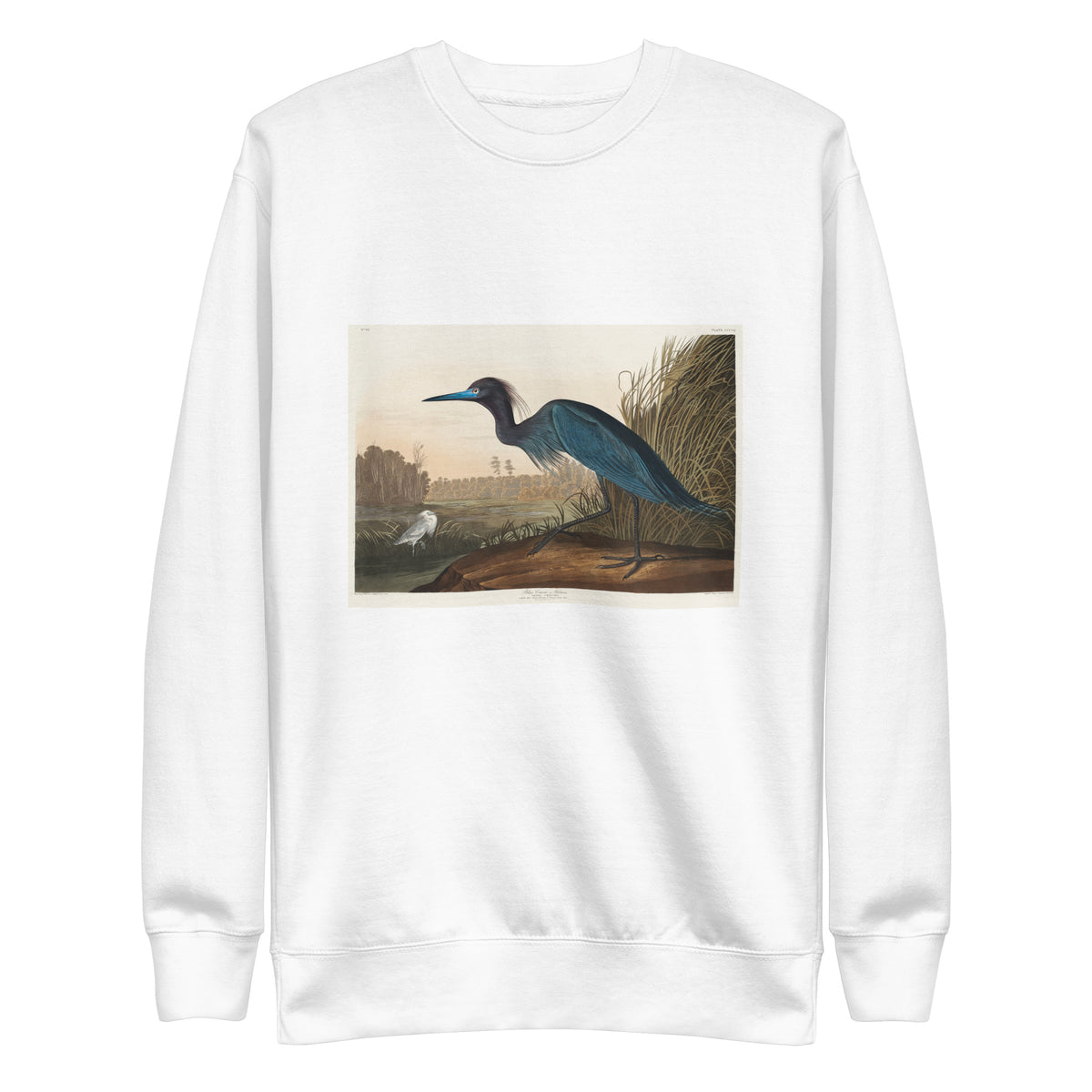 White Sweater Blue Crane Or Heron Signature