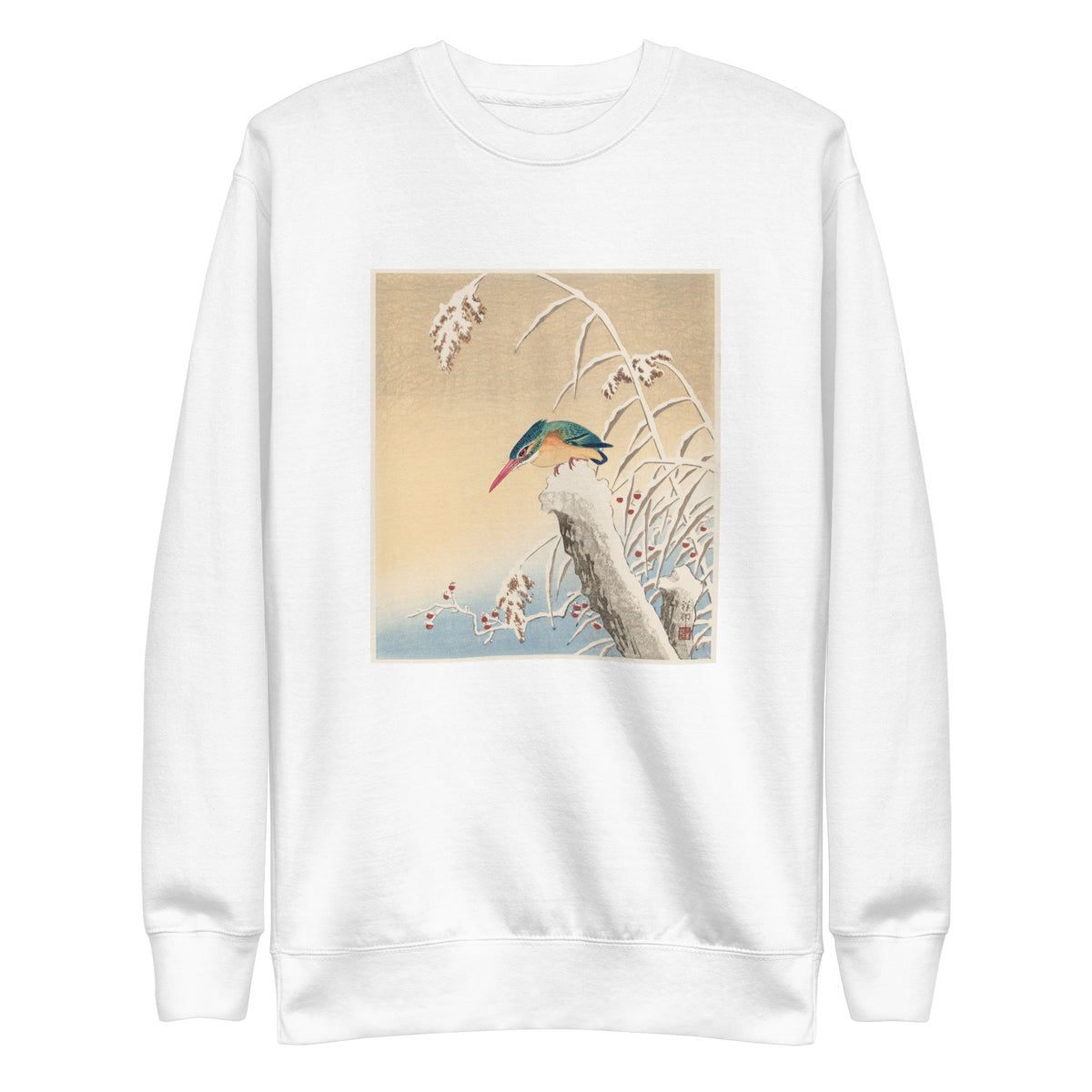 White Sweater Kingfisher In The Snow - Ohara Koson 1925 Signature