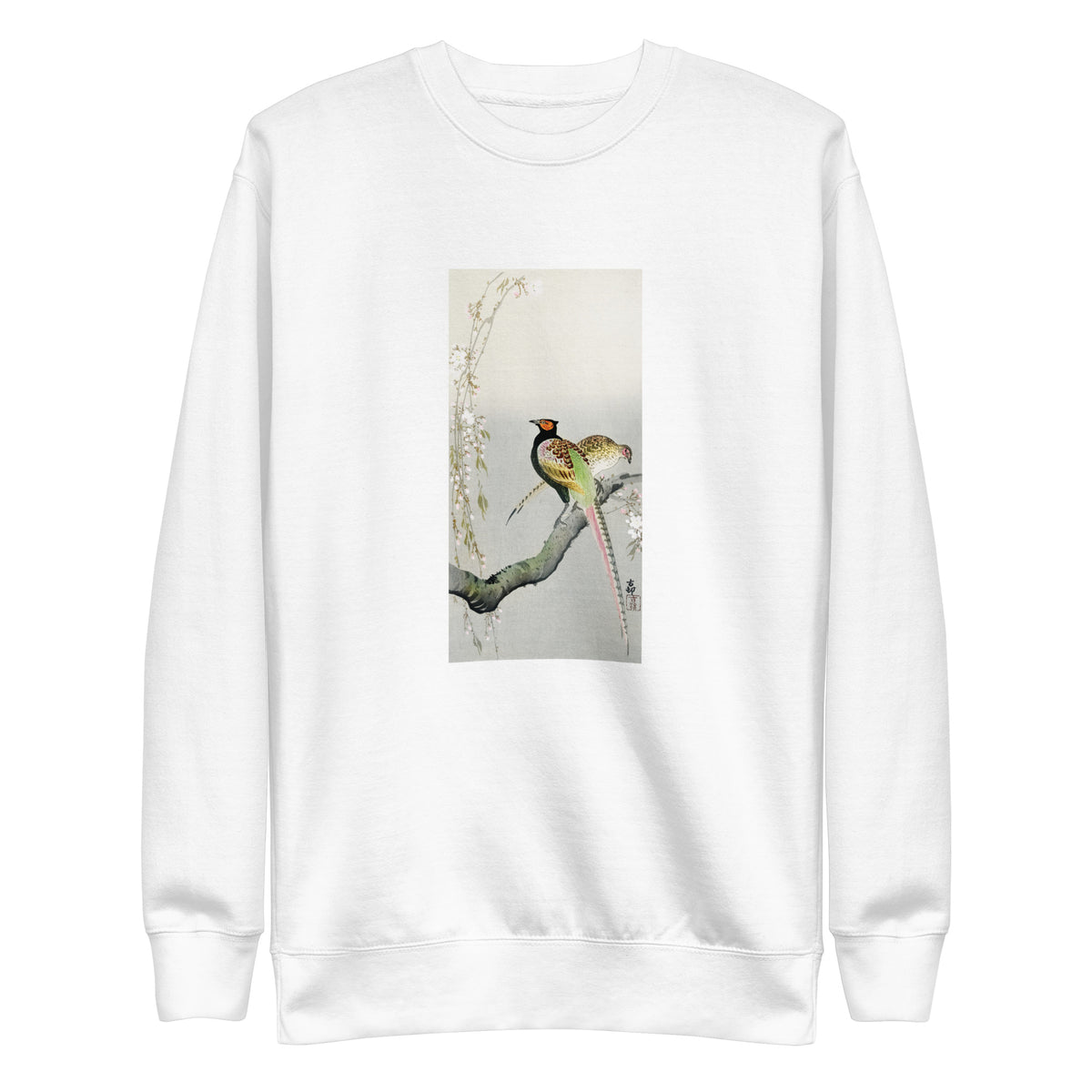 White Sweater Couple Pheasants And Cherry Blossom - Ohara Koson 1900 Signature