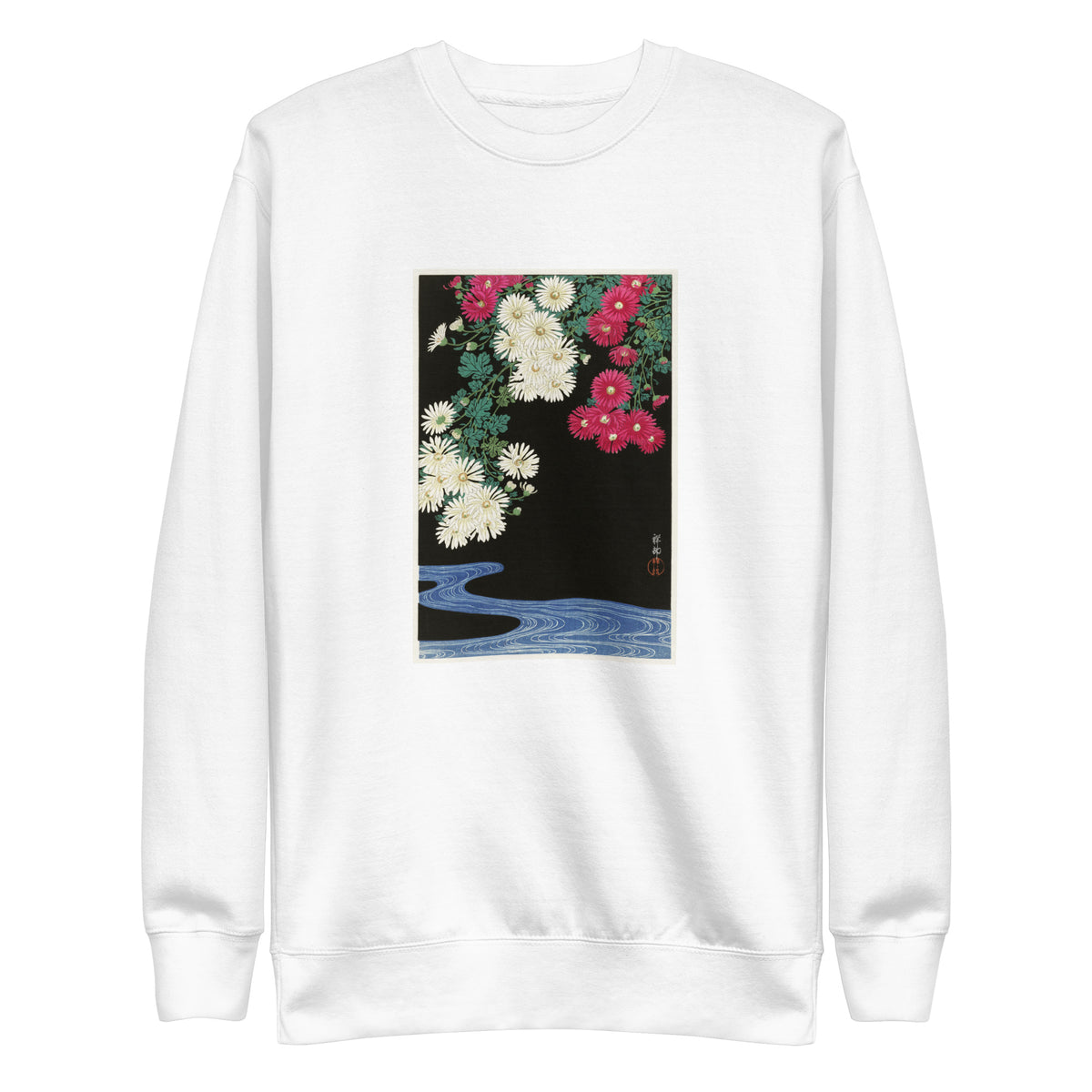 White Sweater Chrysanthemums - Ohara Koson 1925 Signature