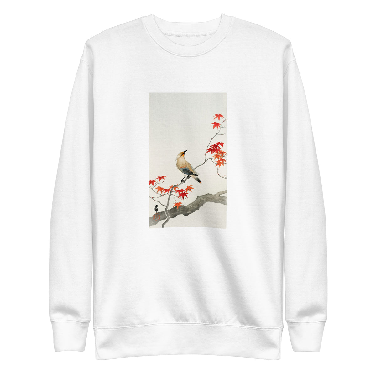 White Sweater Japanese Plague Bird On Maple - Ohara Koson 1900 Signature