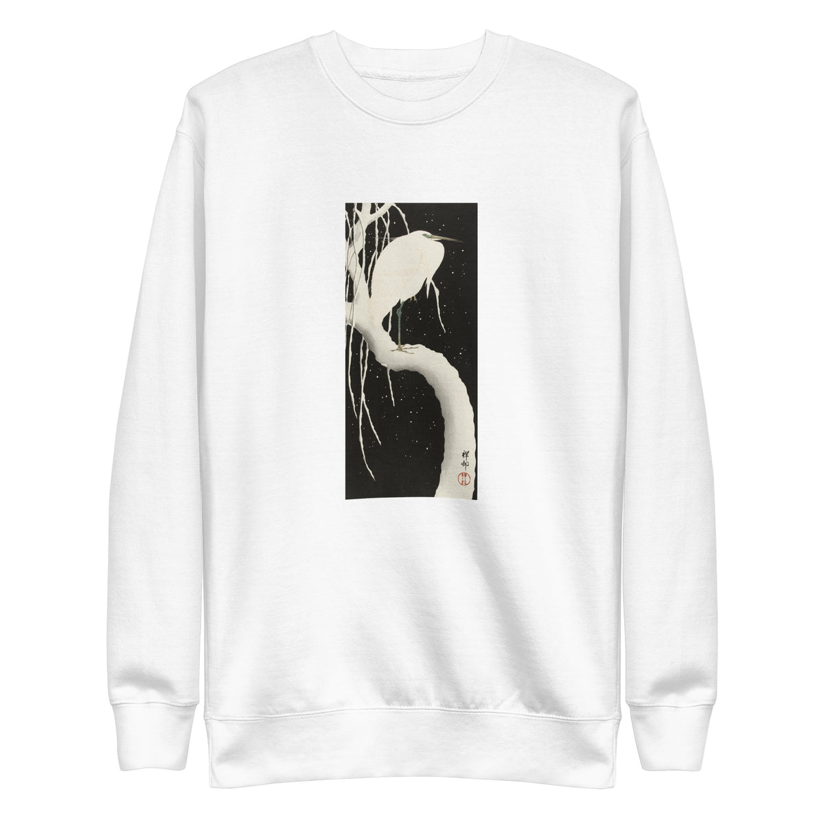 White Sweater Heron In Snow Signature