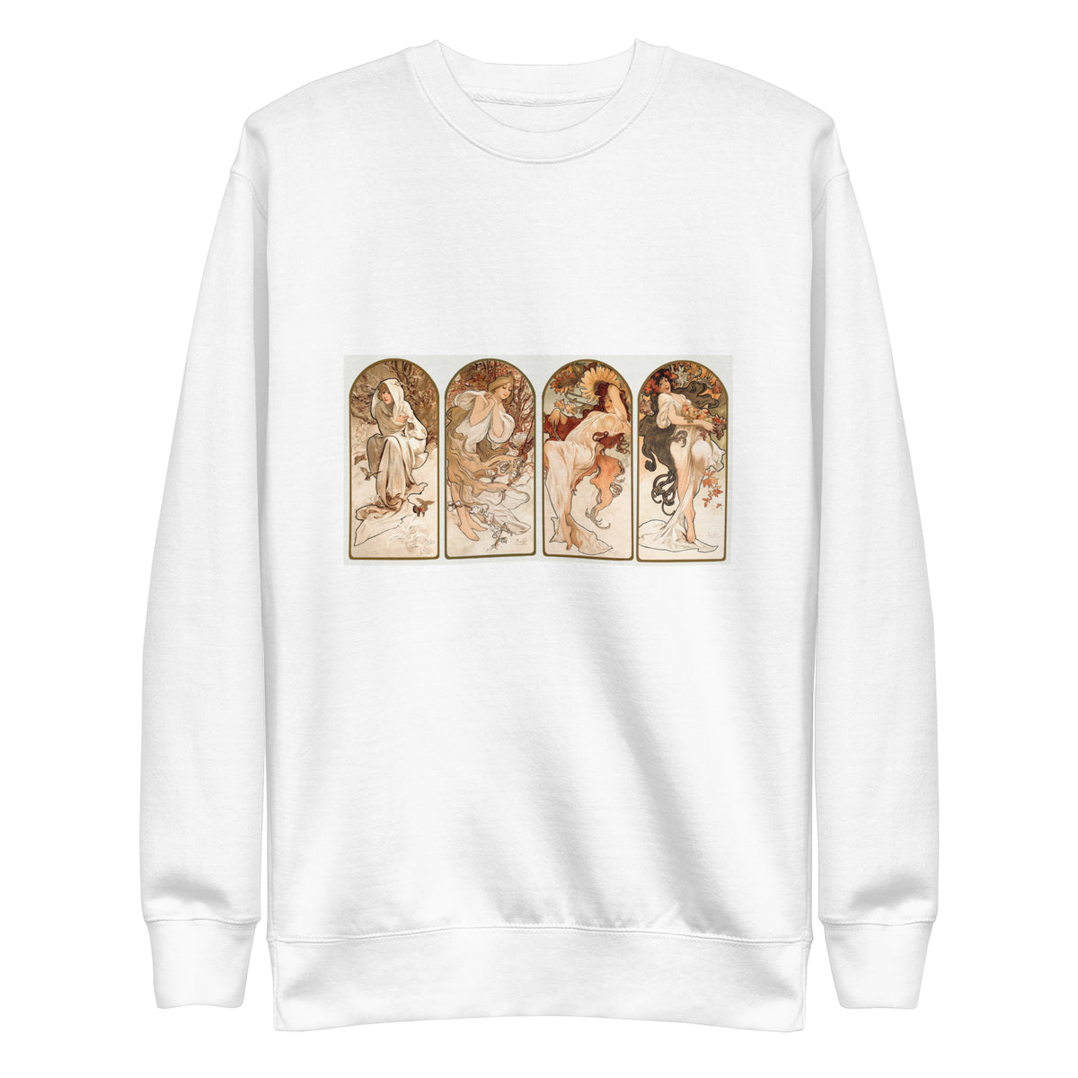 White Sweater Alphonse Maria Mucha S The Seasons Famous Art Nouveau Artwork Signature