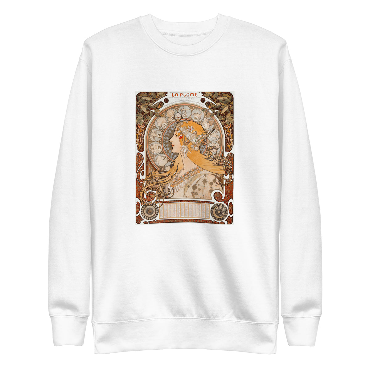 White Sweater Alphonse Maria Mucha S Zodiaque Or La Plume Famous Art Nouveau Artwork Signature